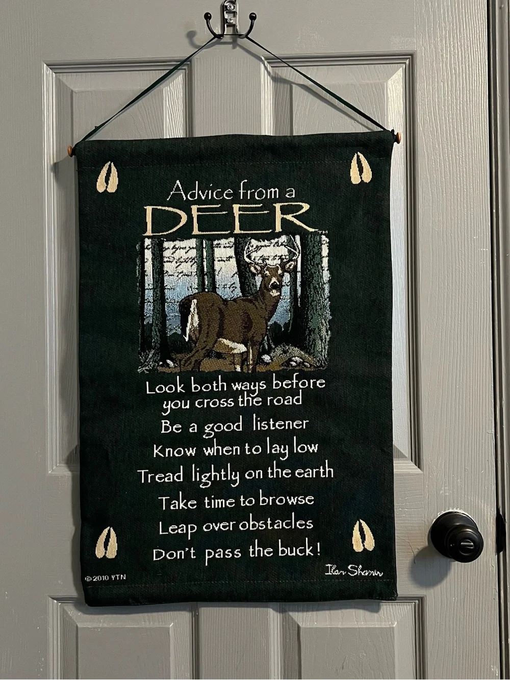 Advice from a Deer Wall Hanging Tapestry Forest Green Your True Nature 2011